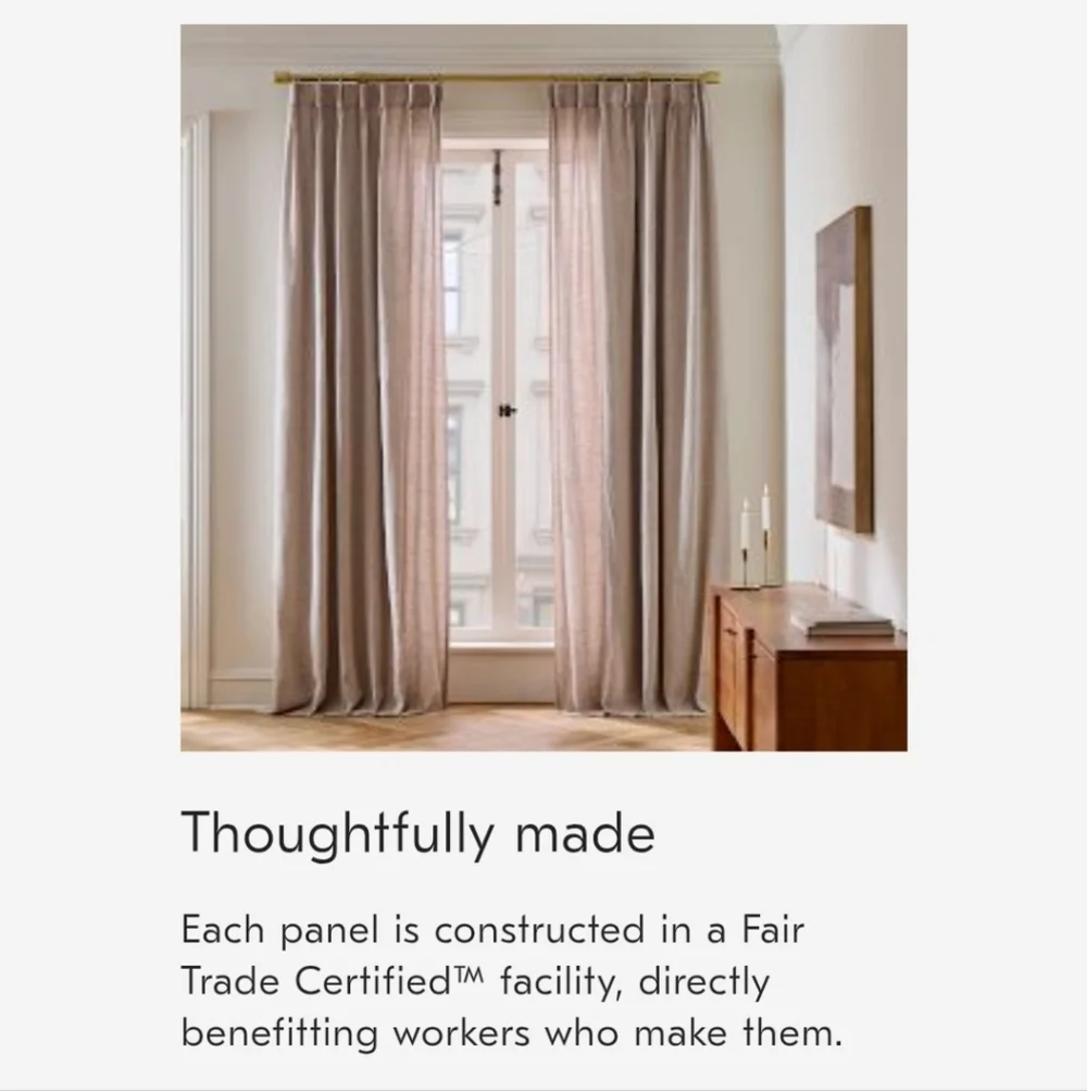 West Elm Pleated European Flax Linen Curtain,Color Warm Gray Melange, $219